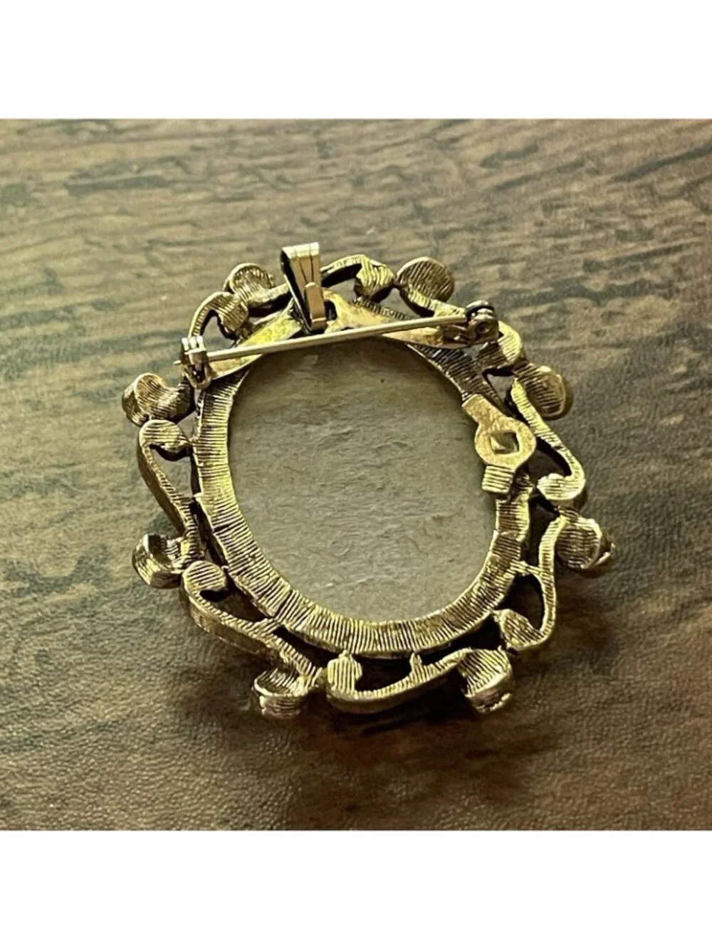 Vintage Floral Brooch Pendant Dried Paper Quilling Flowers Victorian Revival